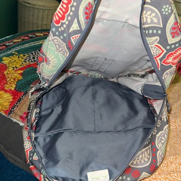 Vera Bradley Floral Paisley Backpack in Navy, Red & Light Blue - Picture 4 of 5